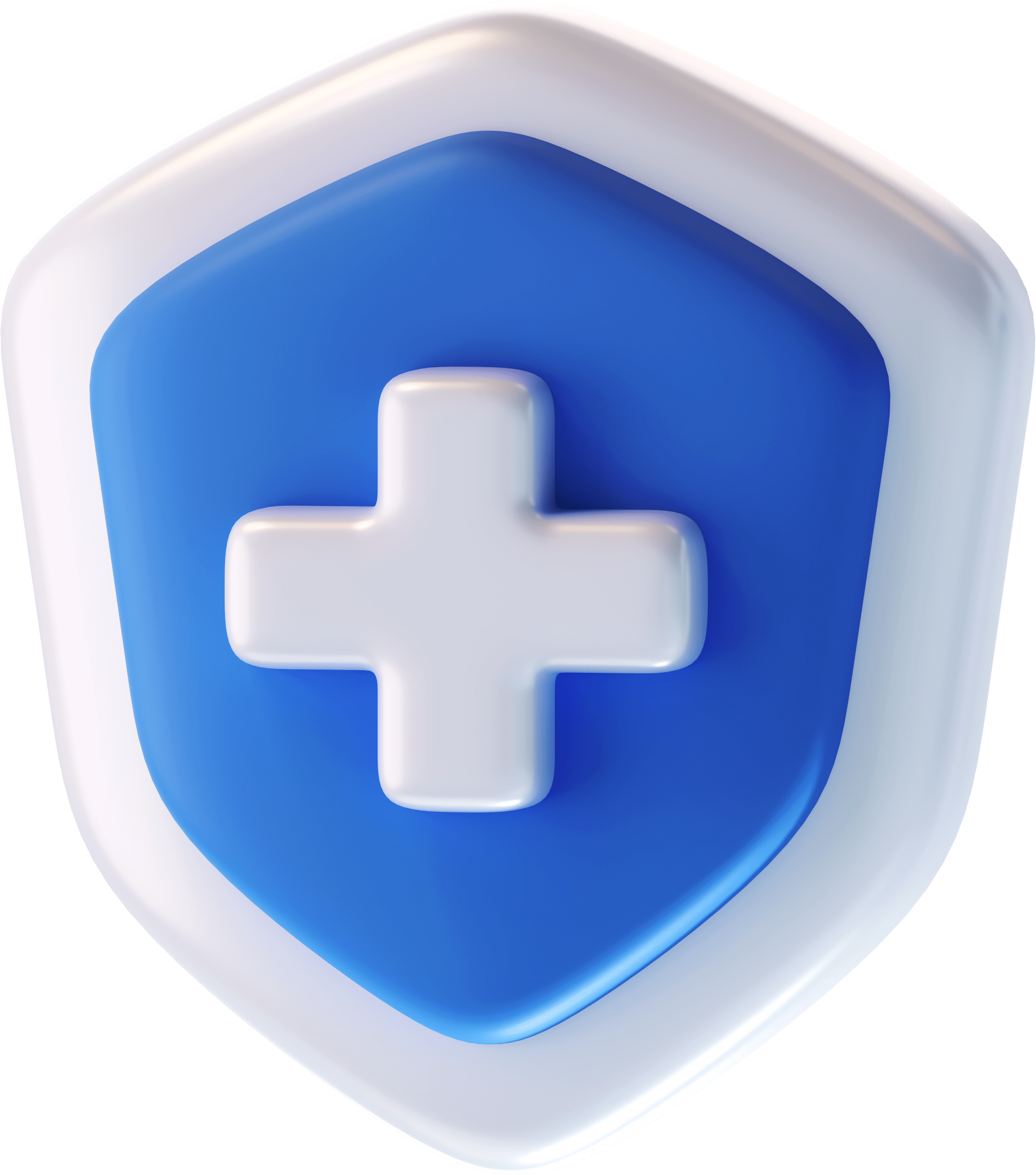 Blue shield with a white medical cross symbol, representing health, safety, or medical services. Suitable for healthcare-related content.
